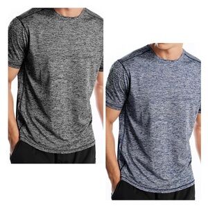NWT Set of 2 Athletic Performance T Shirts By Zengio Heathered Blue and Black XS